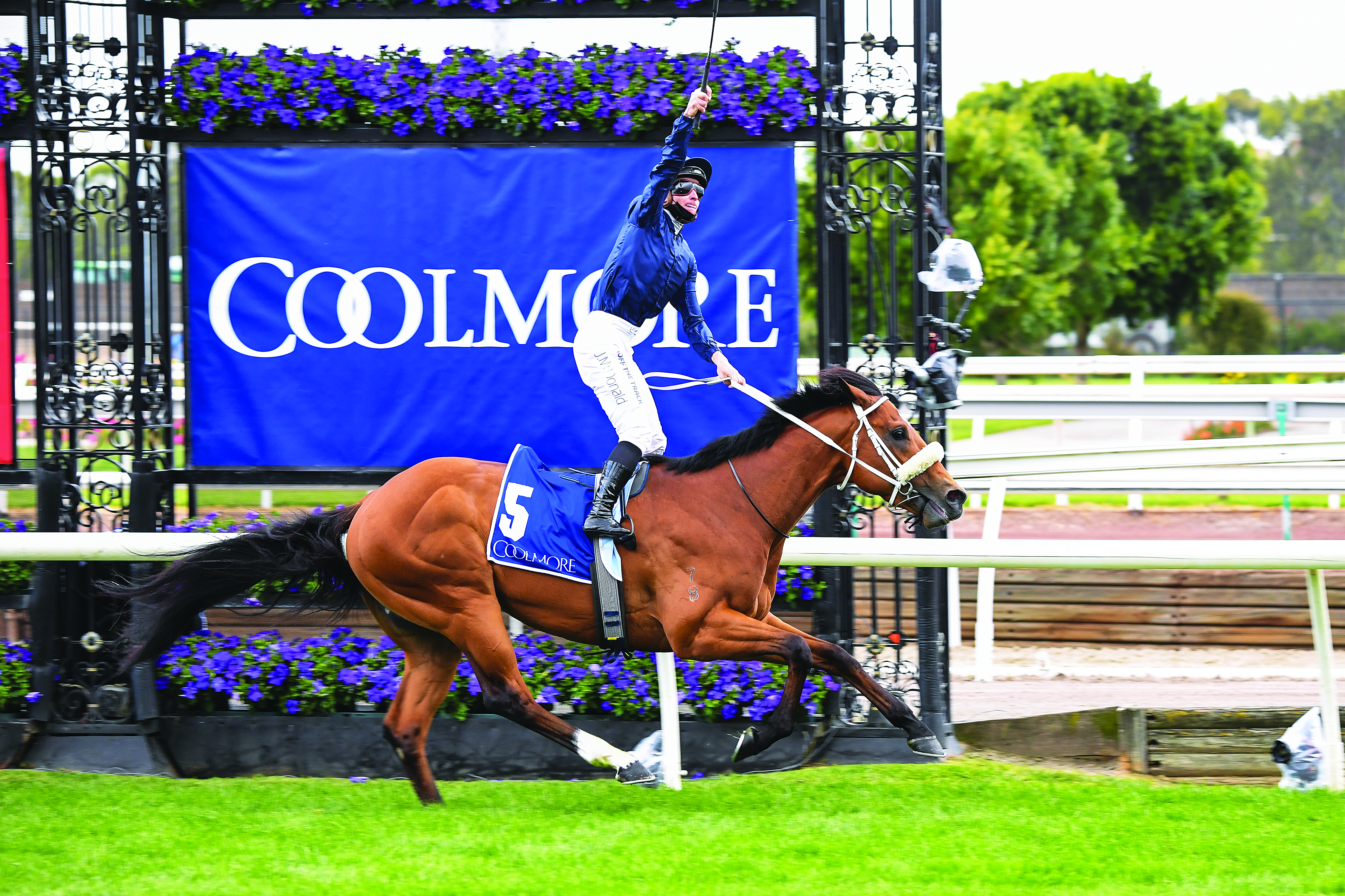 Home Affairs ridden by James McDonald wins the Coolmore Stud Stakes at Flemington Racecourse on October 30, 2021 in Flemington, Australia. (Pat Scala/Racing Photos)